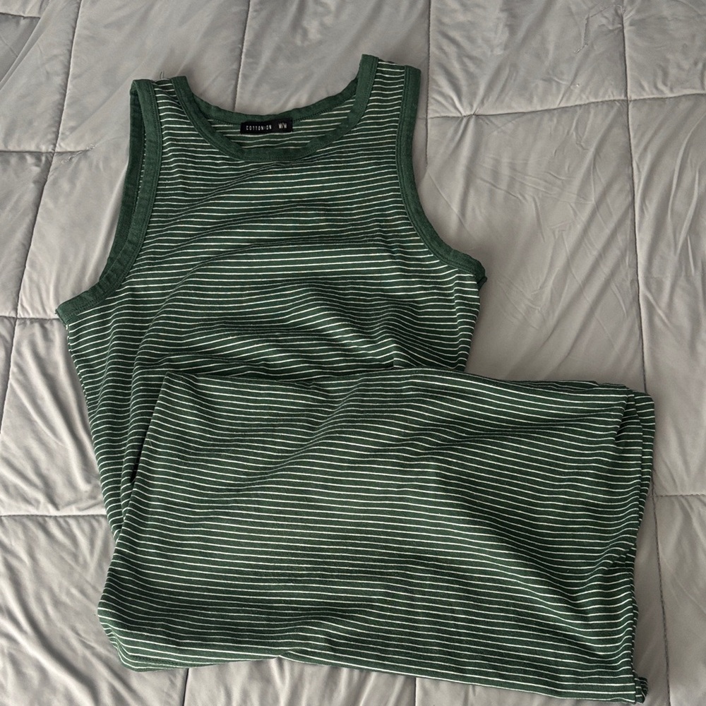 Cotton On Forest Green & White Striped Tank Dress - Picture 3 of 6